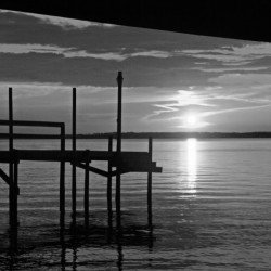 BW Sunset on the Dock